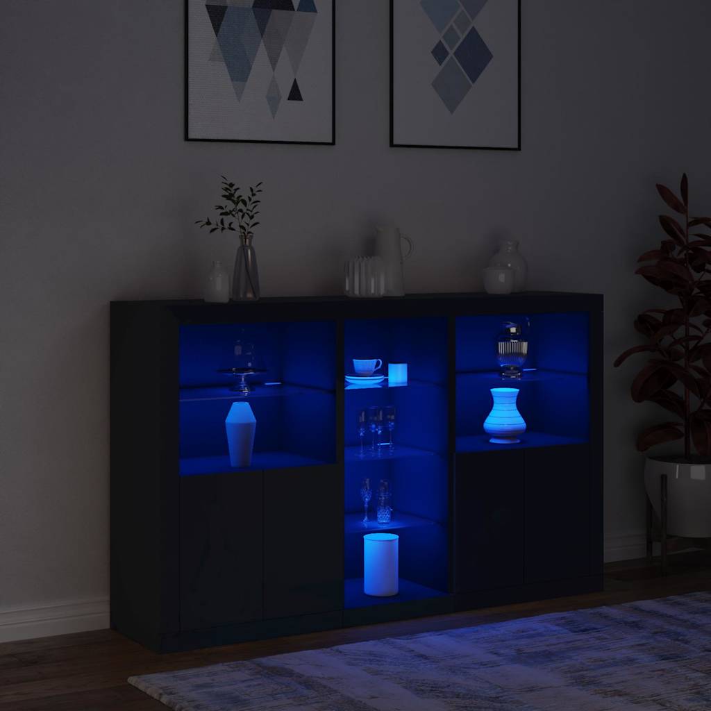 Μπουφές με Φώτα LED Μαύρος 162 x 37 x 100 εκ.