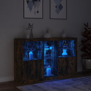 Μπουφές με Φώτα LED Καπνιστή Δρυς 162 x 37 x 100 εκ.