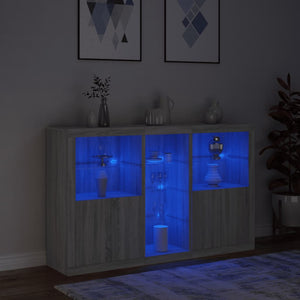 Μπουφές με Φώτα LED Γκρι Sonoma 162 x 37 x 100 εκ.