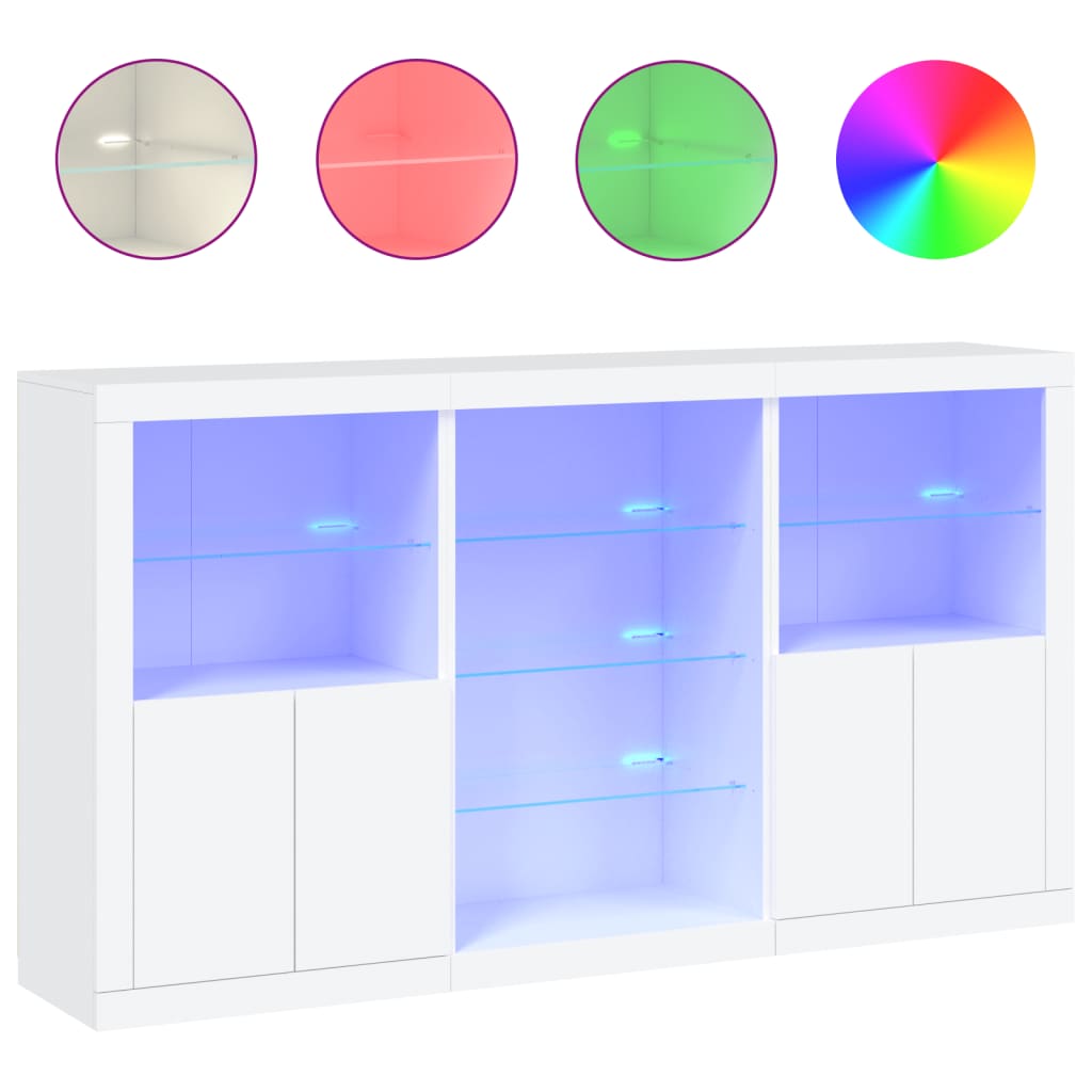 Μπουφές με Φώτα LED Λευκός 181,5 x 37 x 100 εκ.