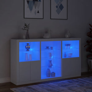 Μπουφές με Φώτα LED Λευκός 181,5 x 37 x 100 εκ.