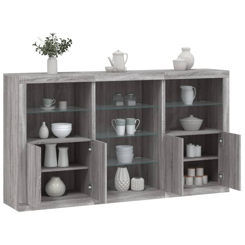 Μπουφές με Φώτα LED Γκρι Sonoma 181,5 x 37 x 100 εκ.