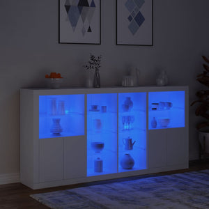 Μπουφές με Φώτα LED Λευκός 202 x 37 x 100 εκ.