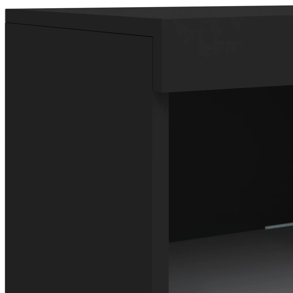 Μπουφές με Φώτα LED Μαύρος 202 x 37 x 100 εκ.