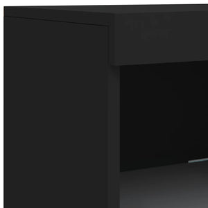 Μπουφές με Φώτα LED Μαύρος 202 x 37 x 100 εκ.