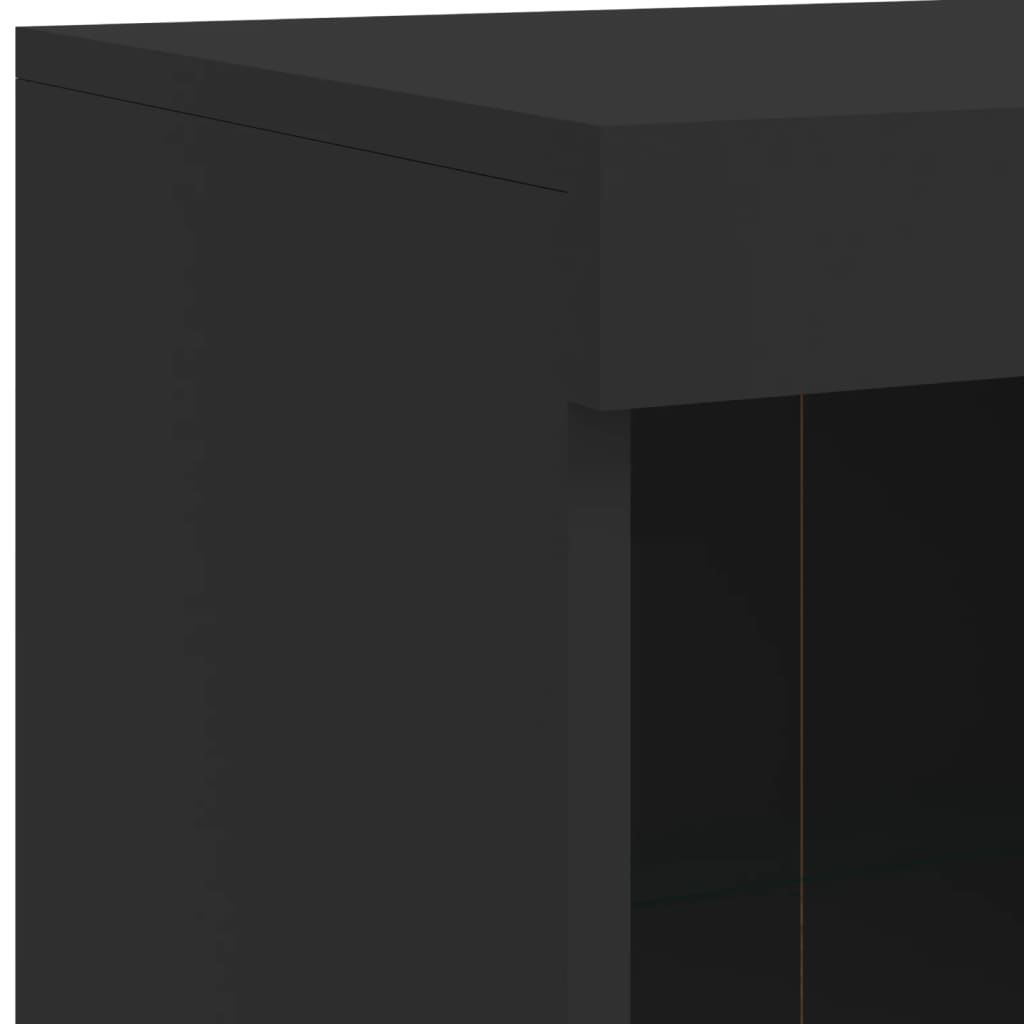 Μπουφές με Φώτα LED Μαύρος 202 x 37 x 100 εκ.