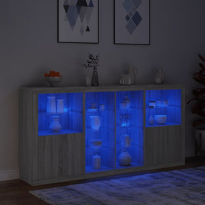 Μπουφές με Φώτα LED Γκρι Sonoma 202 x 37 x 100 εκ.