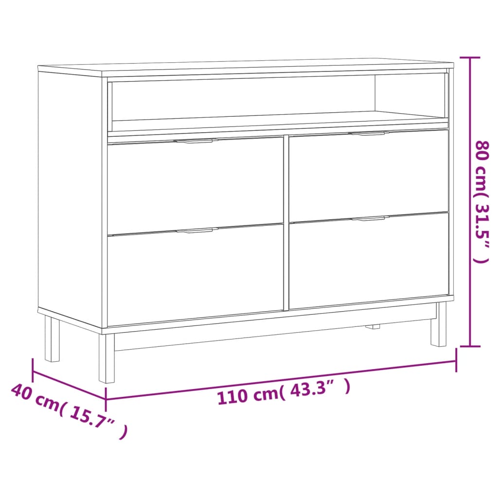 Συρταριέρα FLAM 110 x 40 x 80 εκ. από Μασίφ Ξύλο Πεύκου