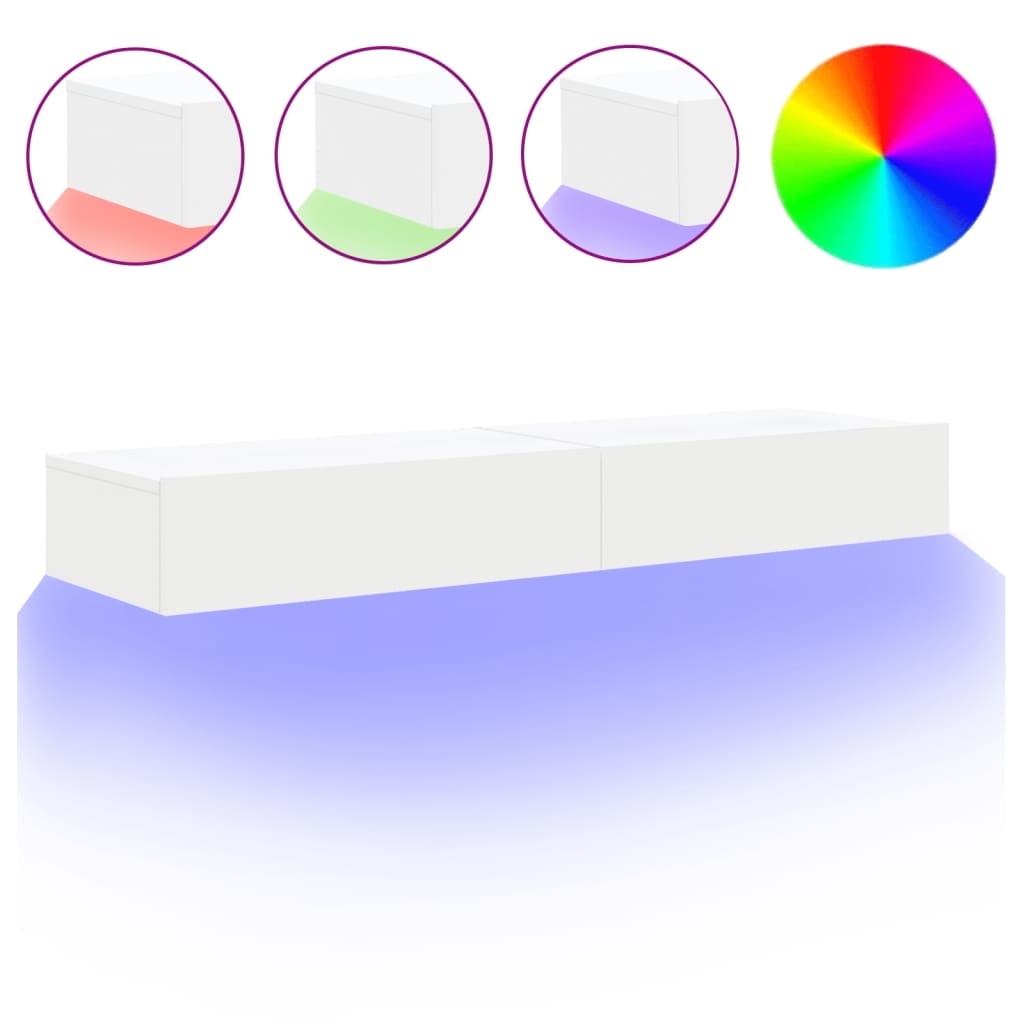 Έπιπλα Τηλεόρασης με LED 2 τεμ. Λευκά 60 x 35 x 15,5 εκ. - Pakobazaar