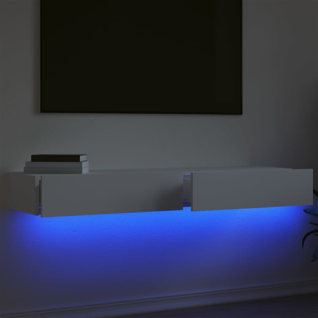 Έπιπλα Τηλεόρασης με LED 2 τεμ. Λευκά 60 x 35 x 15,5 εκ. - Pakobazaar