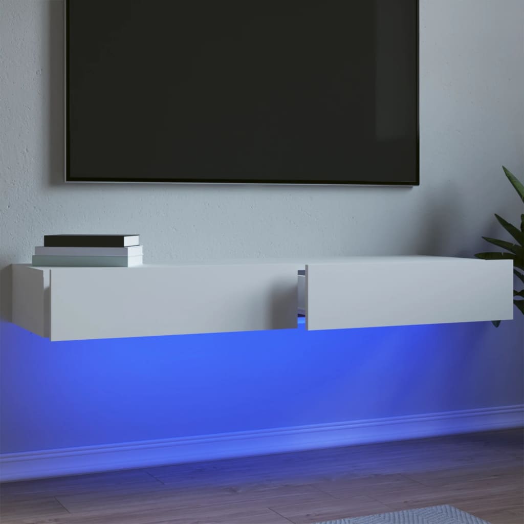 Έπιπλα Τηλεόρασης με LED 2 τεμ. Λευκά 60 x 35 x 15,5 εκ. - Pakobazaar
