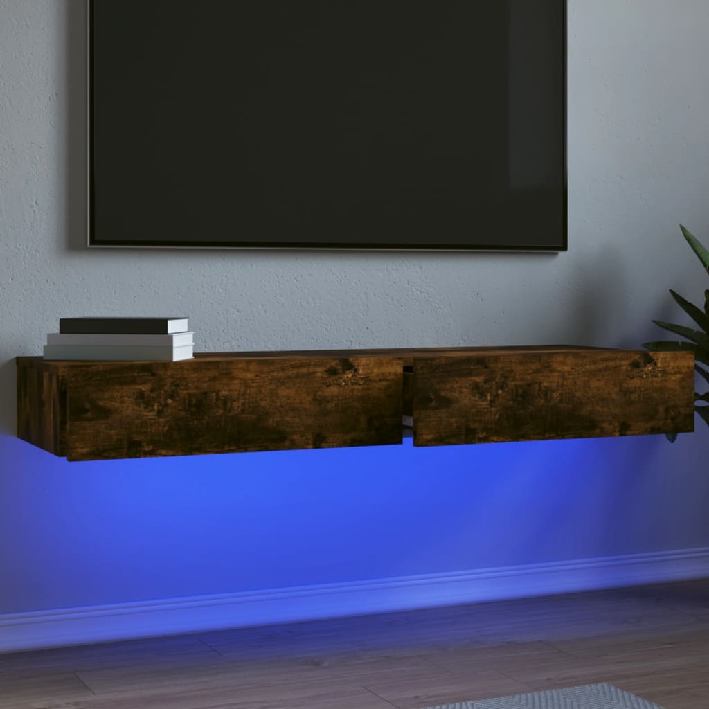 Έπιπλα Τηλεόρασης με LED 2 τεμ. Καπνιστή Δρυς 60x35x15,5 εκ. - Pakobazaar