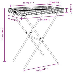 Τραπέζι Δίσκος Πτυσσόμενο Μπεζ 65x40x75 εκ. Συνθετικό Ρατάν - Pakobazaar