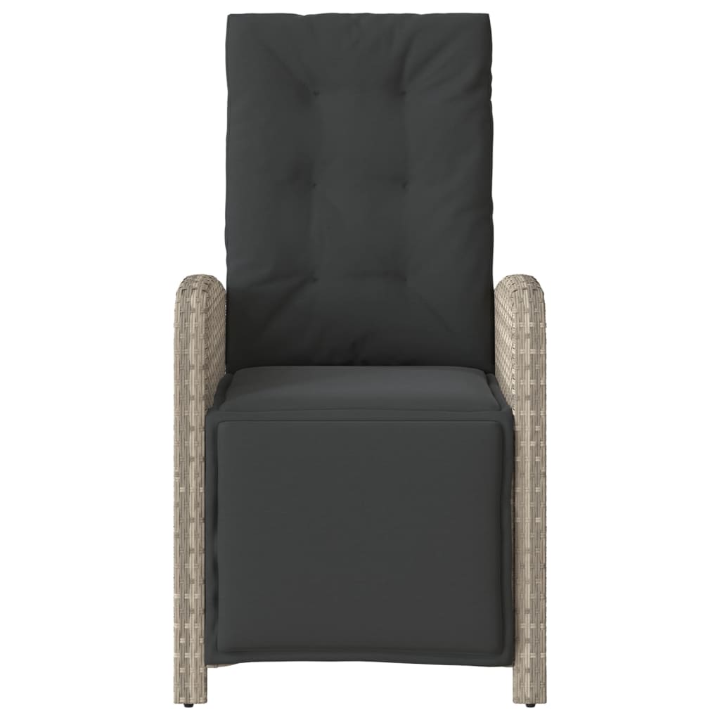 Καρέκλα Κήπου Ανακλινόμενη Αν. Γκρι Συνθετικό Ρατάν με Υποπόδιο - Pakobazaar