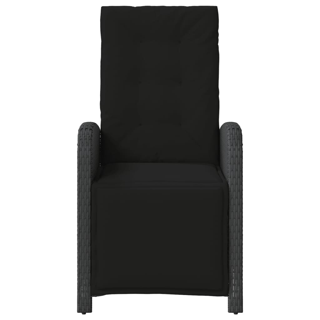 Καρέκλες Κήπου Ανακλινόμενες 2 τεμ Μαύρο Συνθ. Ρατάν & Υποπόδιο