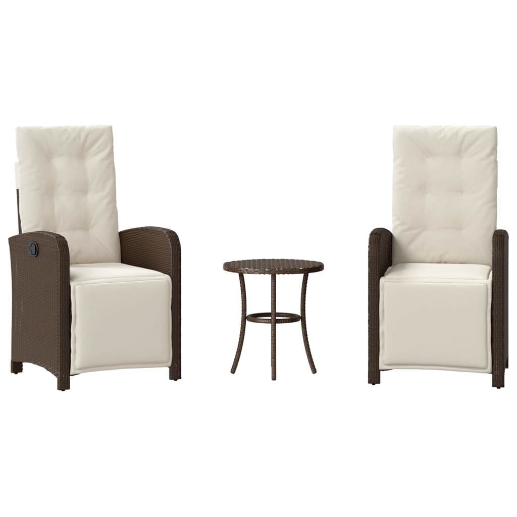 Σετ Επίπλων Bistro 3 τεμ. Καφέ Συνθετικό Ρατάν με Μαξιλάρια