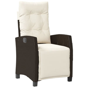Καρέκλες Κήπου Ανακλινόμενες 2 τεμ. Καφέ Συνθ. Ρατάν & Υποπόδιο