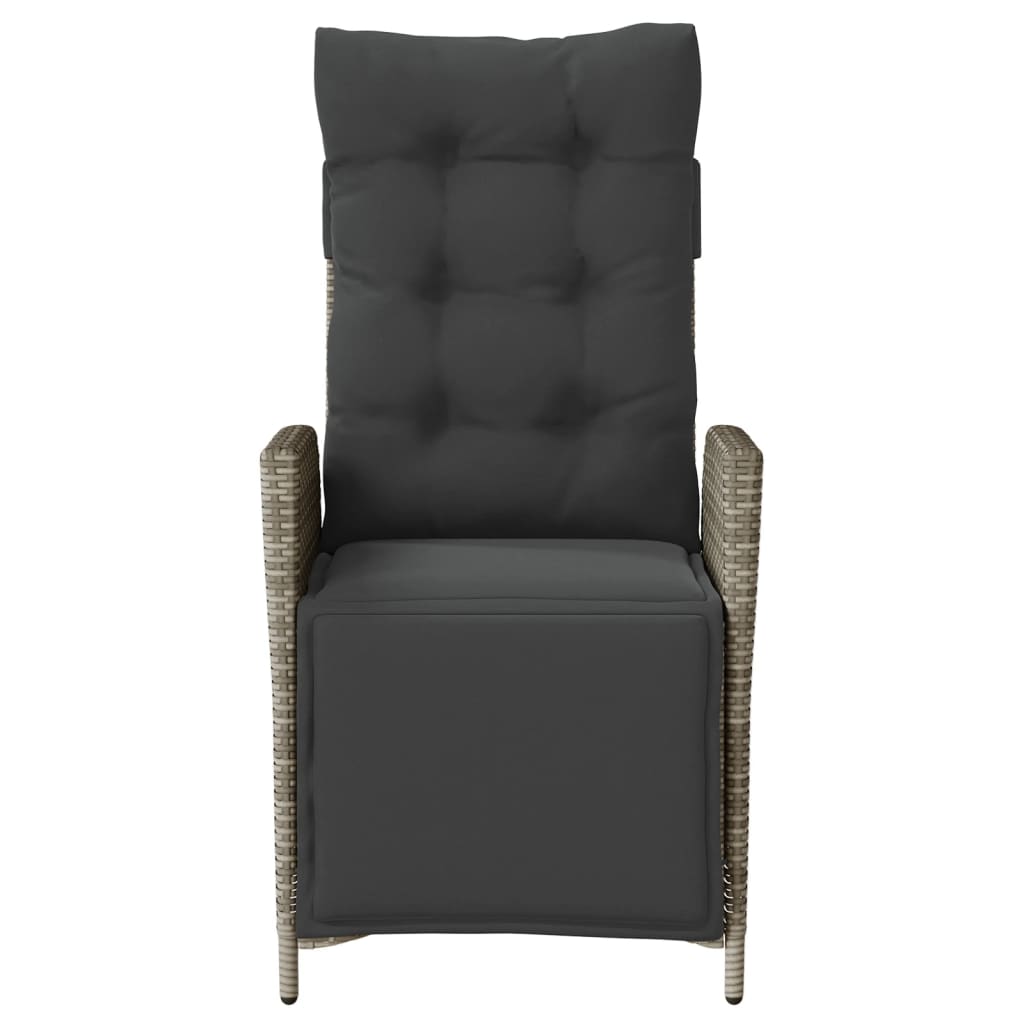 Καρέκλα Κήπου Ανακλινόμενη Γκρι Συνθετικό Ρατάν με Υποπόδιο