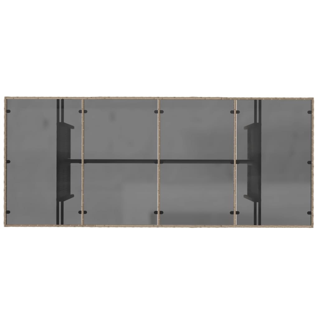 Τραπέζι Κήπου με Γυάλινη Επιφάνεια Μπεζ 190x80x74 εκ. Ρατάν