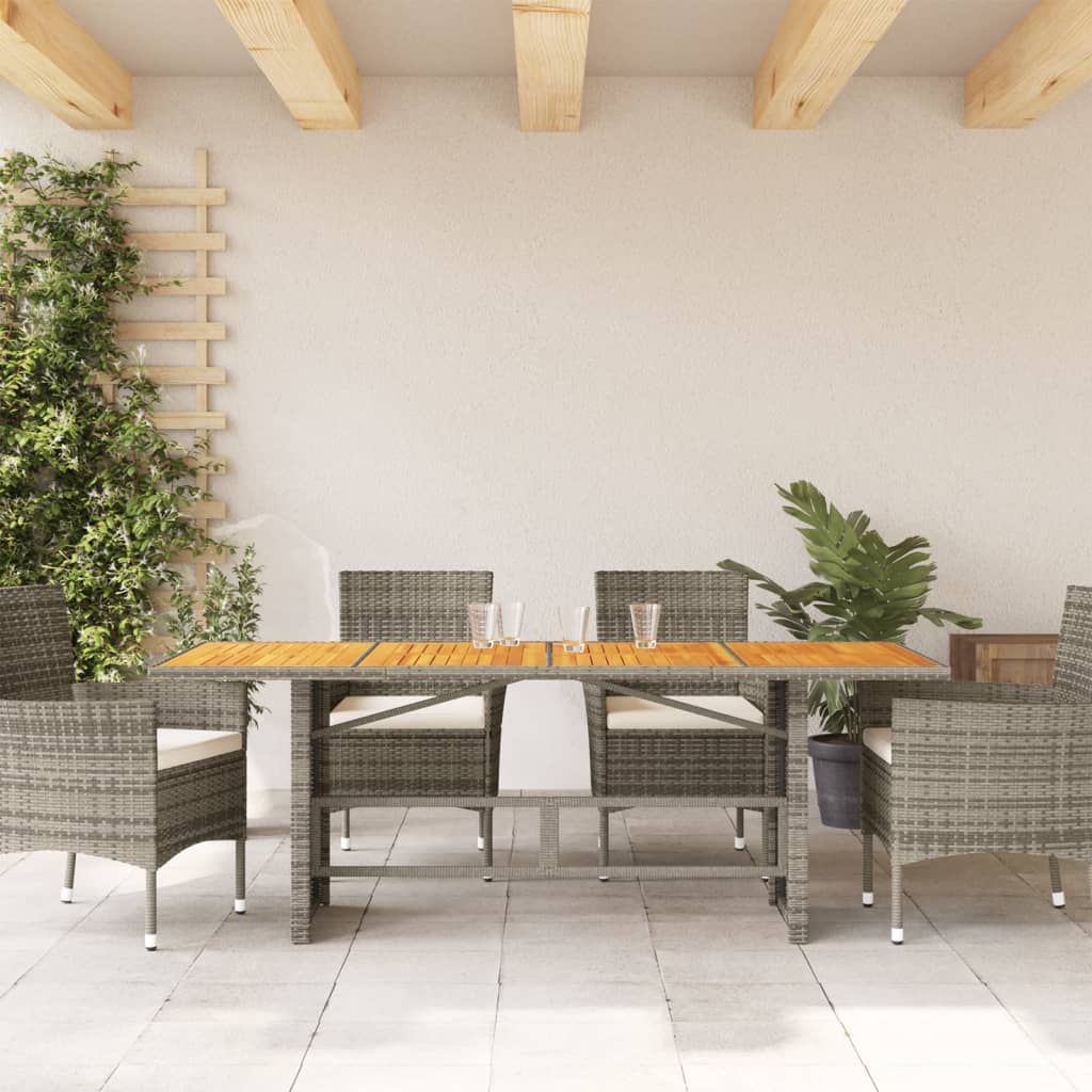 Τραπέζι Κήπου Επιφάνεια Ακακίας Γκρι 190x80x74εκ. Συνθ. Ρατάν - Pakobazaar