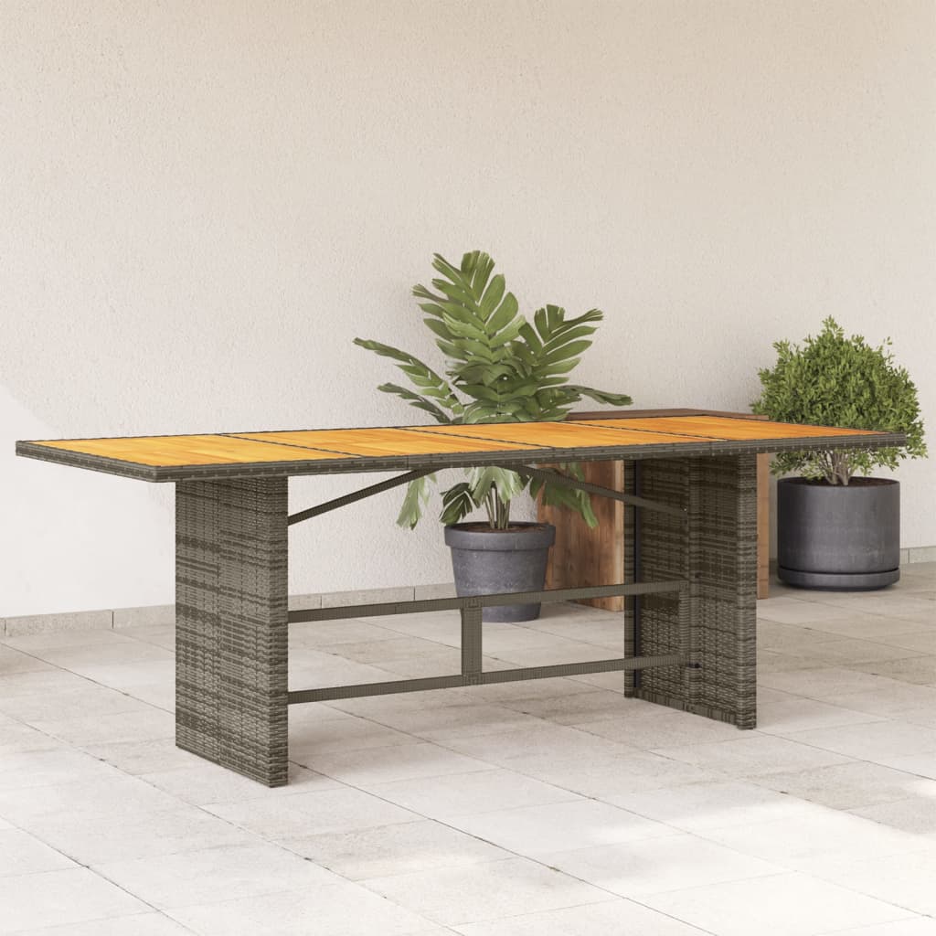 Τραπέζι Κήπου Επιφάνεια Ακακίας Γκρι 190x80x74εκ. Συνθ. Ρατάν - Pakobazaar