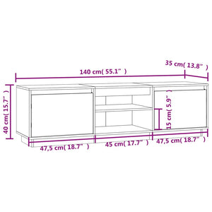 Έπιπλο Τηλεόρασης Λευκό 140 x 35 x 40 εκ. από Μασίφ Ξύλο Πεύκου - Pakobazaar