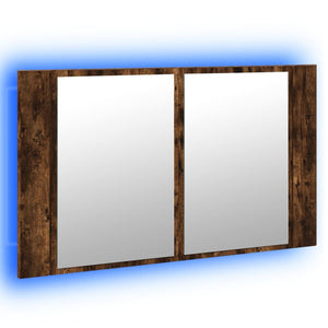 Ντουλάπι Μπάνιου με Καθρέφτη/Φώτα LED Δρυς 80x12x45εκ Ακρυλικό - Pakobazaar