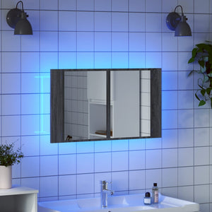 Ντουλάπι Μπάνιου Καθρέφτη/Φως LED Γκρι Sonoma 80x12x45εκ Ακρυλ. - Pakobazaar