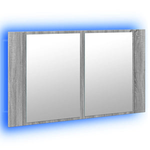Ντουλάπι Μπάνιου Καθρέφτη/Φως LED Γκρι Sonoma 80x12x45εκ Ακρυλ. - Pakobazaar