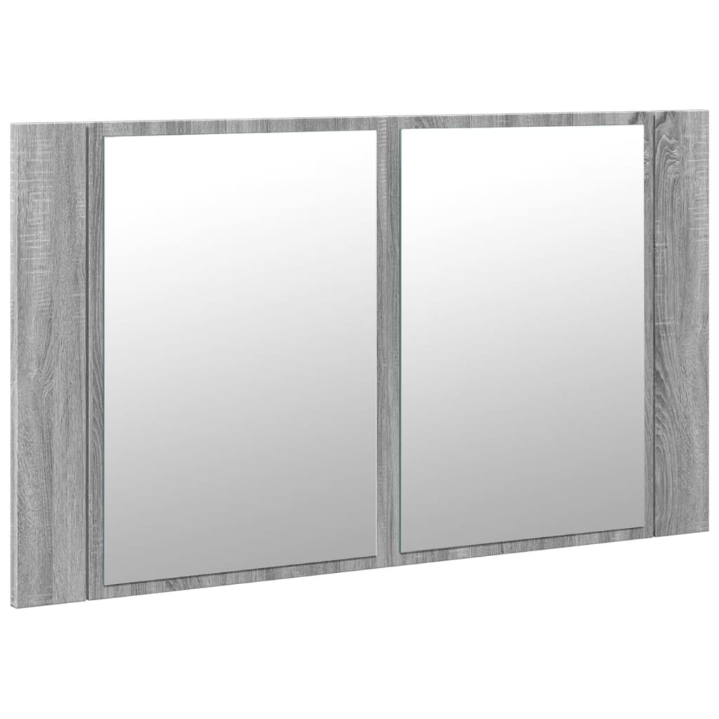 Ντουλάπι Μπάνιου Καθρέφτη/Φως LED Γκρι Sonoma 80x12x45εκ Ακρυλ. - Pakobazaar