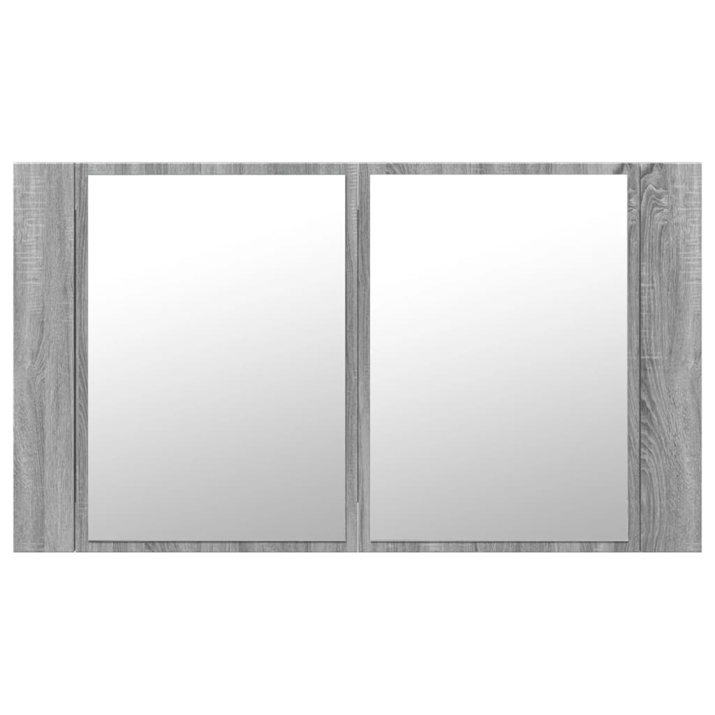 Ντουλάπι Μπάνιου Καθρέφτη/Φως LED Γκρι Sonoma 80x12x45εκ Ακρυλ. - Pakobazaar