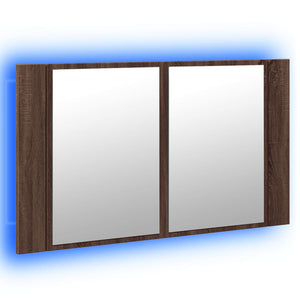 Ντουλάπι Μπάνιου Καθρέφτη/Φως LED Καφέ Δρυς 80x12x45εκ Ακρυλικό - Pakobazaar