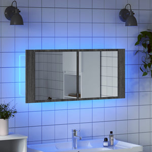 Ντουλάπι Μπάνιου με Καθρέφτη / LED Γκρι Sonoma 100x12x45 εκ. - Pakobazaar