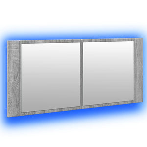 Ντουλάπι Μπάνιου με Καθρέφτη / LED Γκρι Sonoma 100x12x45 εκ. - Pakobazaar