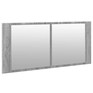 Ντουλάπι Μπάνιου με Καθρέφτη / LED Γκρι Sonoma 100x12x45 εκ. - Pakobazaar