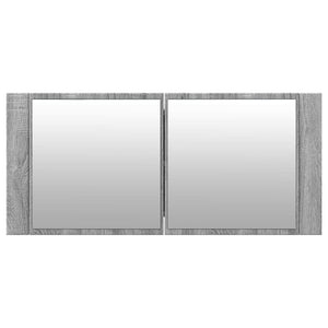 Ντουλάπι Μπάνιου με Καθρέφτη / LED Γκρι Sonoma 100x12x45 εκ. - Pakobazaar
