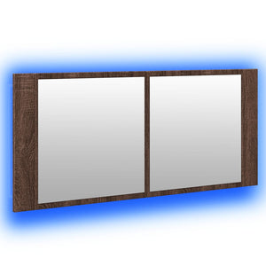 Ντουλάπι Μπάνιου με Καθρέφτη/LED Καφέ Δρυς 100x12x45 εκ. - Pakobazaar