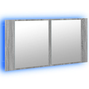 Ντουλάπι Μπάνιου Καθρέφτη LED Γκρι Sonoma 90x12x45εκ. Ακρυλικό
