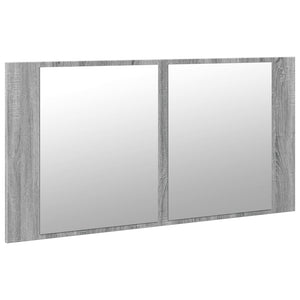 Ντουλάπι Μπάνιου Καθρέφτη LED Γκρι Sonoma 90x12x45εκ. Ακρυλικό