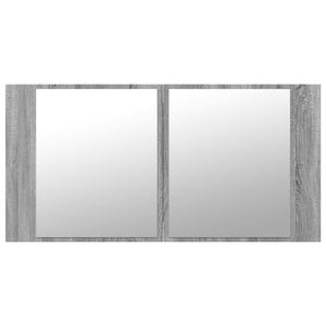 Ντουλάπι Μπάνιου Καθρέφτη LED Γκρι Sonoma 90x12x45εκ. Ακρυλικό