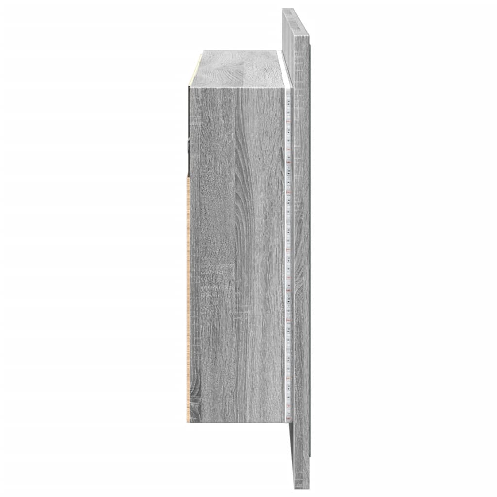 Ντουλάπι Μπάνιου Καθρέφτη LED Γκρι Sonoma 90x12x45εκ. Ακρυλικό - Pakobazaar