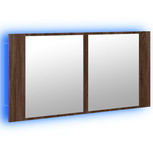 Ντουλάπι Μπάνιου Καθρέφτη & LED Καφέ Δρυς 90x12x45εκ Ακρυλικό - Pakobazaar