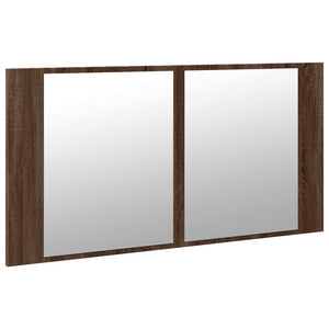 Ντουλάπι Μπάνιου Καθρέφτη & LED Καφέ Δρυς 90x12x45εκ Ακρυλικό - Pakobazaar