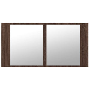 Ντουλάπι Μπάνιου Καθρέφτη & LED Καφέ Δρυς 90x12x45εκ Ακρυλικό - Pakobazaar