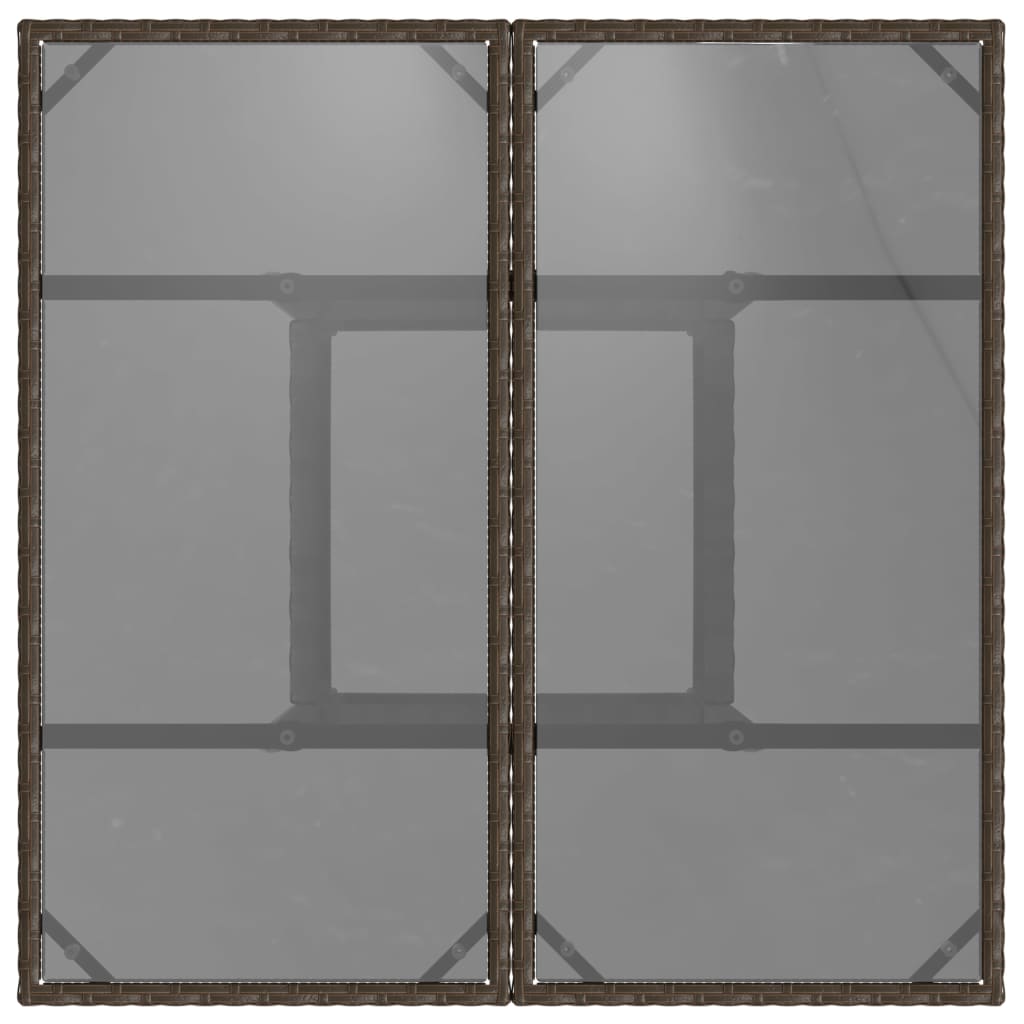 Τραπέζι Κήπου με Γυάλινη Επιφάνεια Καφέ 80x80x75 εκ. Ρατάν