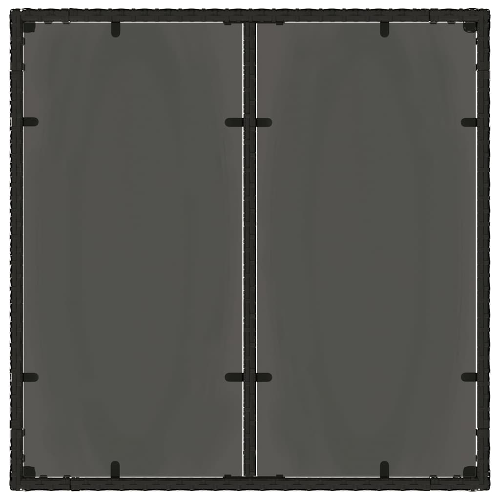 Τραπέζι Κήπου με Γυάλινη Επιφάνεια Μαύρο 90x90x75 εκ Συνθ Ρατάν