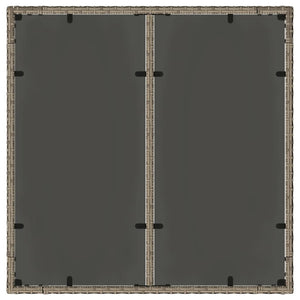 Τραπέζι Κήπου με Γυάλινη Επιφάνεια Γκρι 90x90x75 εκ Συνθ. Ρατάν