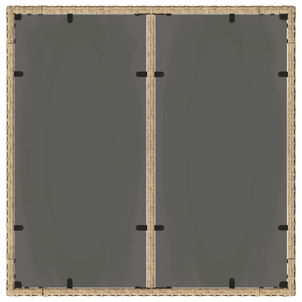 Τραπέζι Κήπου Γυάλινη Επιφάνεια Μπεζ 90x90x75 εκ. Συνθ. Ρατάν