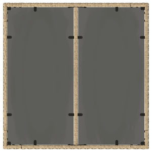 Τραπέζι Κήπου Γυάλινη Επιφάνεια Μπεζ 90x90x75 εκ. Συνθ. Ρατάν