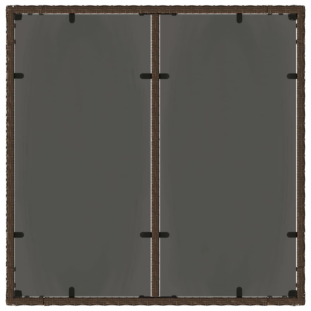 Τραπέζι Κήπου με Γυάλινη Επιφάνεια Καφέ 90x90x75 εκ Συνθ. Ρατάν